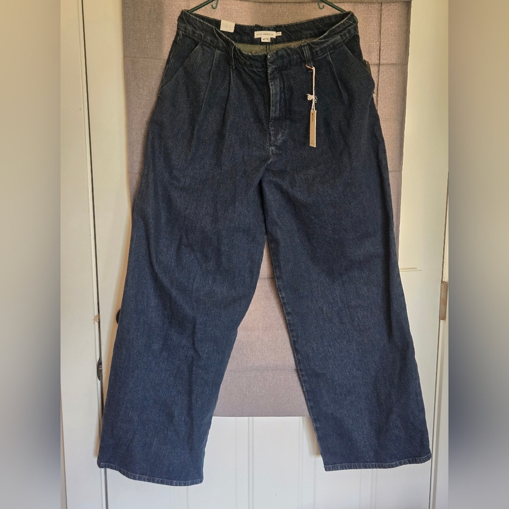 Good American Size 10 Good 90s Pleated Wide Leg Jeans (RUN BIG- READ) - Picture 4 of 16